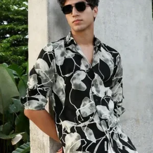 Urban Elegance – Contemporary Botanical Abstract Casual Shirt for Men